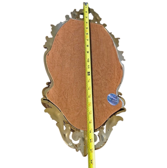 VINTAGE 1970 SYROCO Dart HOMCO 2327 HOLLYWOOD REGENCY Gold WALL MIRROR W/ SHELF - Picture 3 of 6